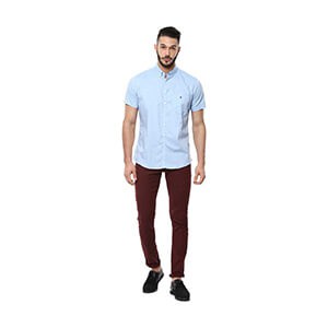 Men Slim Fit Checkered Spread Collar Casual Shirt