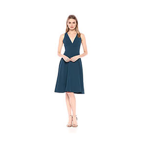 Dress the Population Women's Catalina Solid Sleeveless Fit & Flare Midi Dress