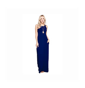 Sportoli Maxi Dresses for Women Solid Lightweight Long Racerback Sleeveless W/Pocket